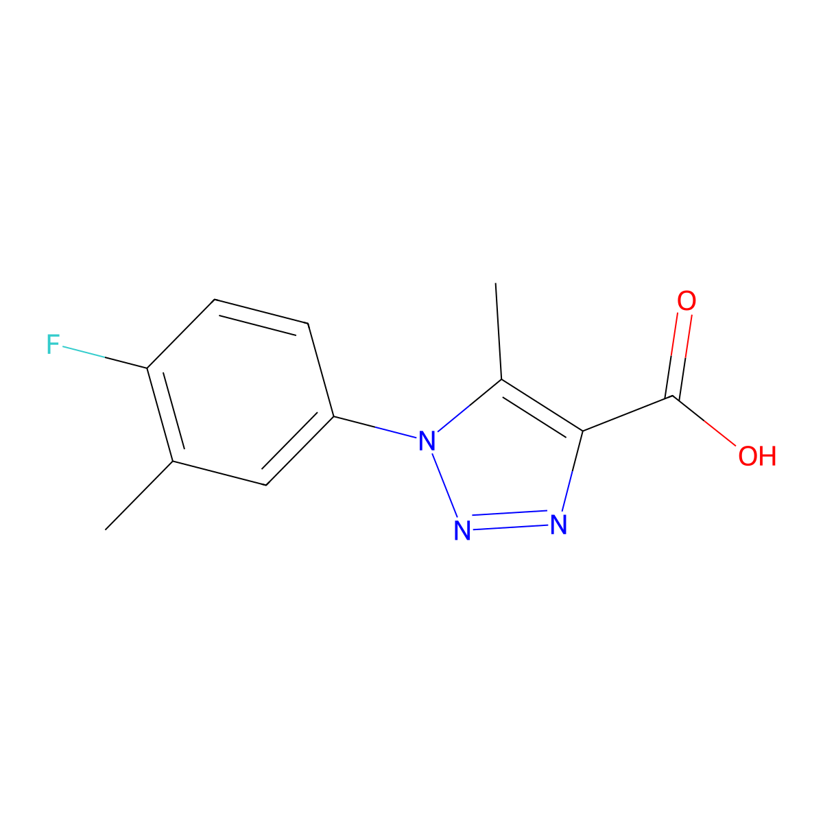 1-(4-fluoro-3-methylphenyl)-5-methyl-1H-1,2,3-triazole-4-carboxylic acid molecular structure, CAS 1239728-42-7