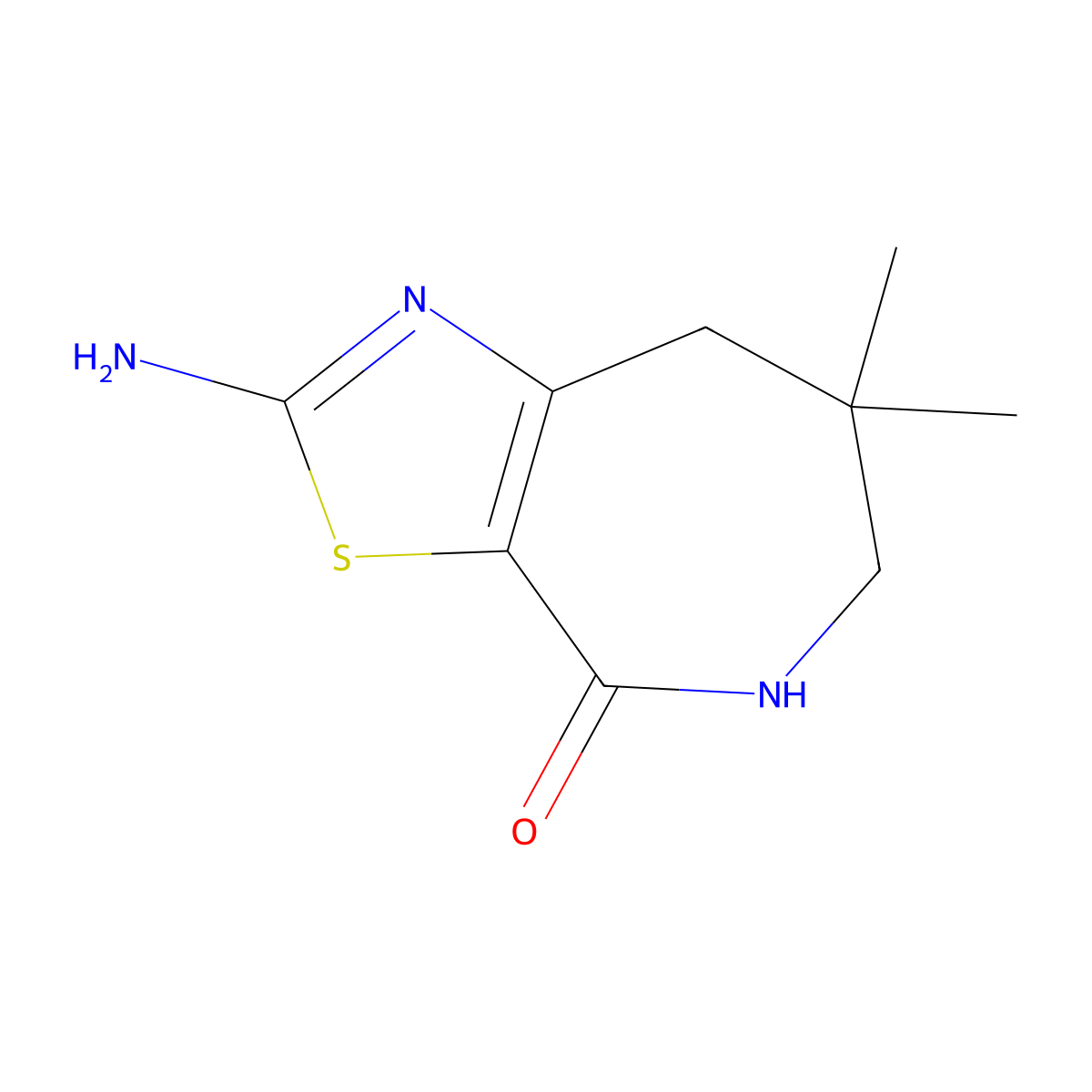 2-Amino-7,7-dimethyl-5,6,7,8-tetrahydro-4H-[1,3]thiazolo[5,4-c]azepin-4-one molecular structure, CAS 123973-48-8