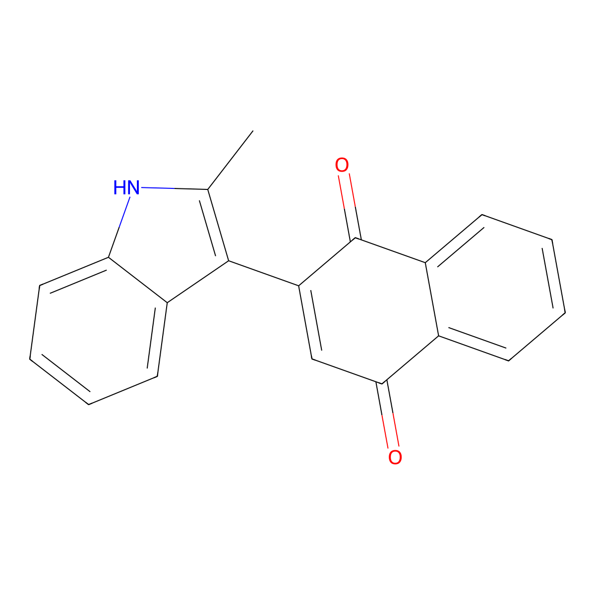 1,4-Naphthalenedione, 2-(2-methyl-1H-indol-3-yl)- molecular structure, CAS 123973-75-1