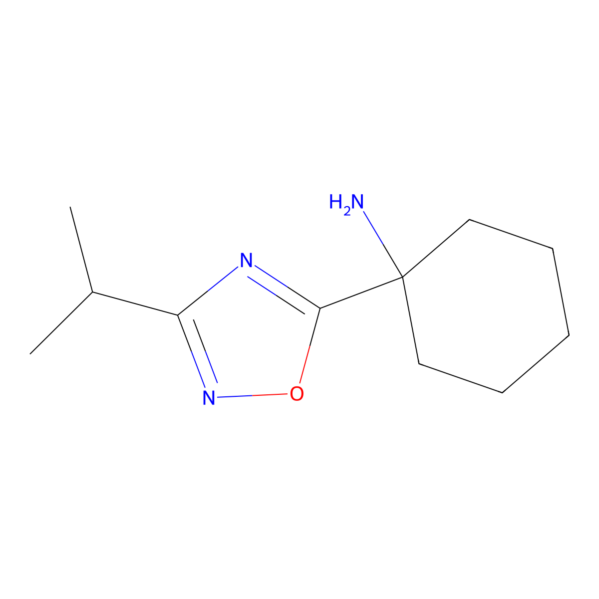 1-[3-(1-Methylethyl)-1,2,4-oxadiazol-5-yl]cyclohexanamine molecular structure, CAS 1239730-21-2