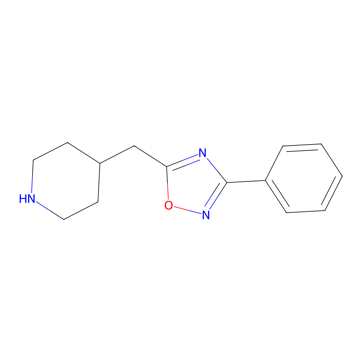 4-[(3-Phenyl-1,2,4-oxadiazol-5-yl)methyl]piperidine molecular structure, CAS 1239730-22-3