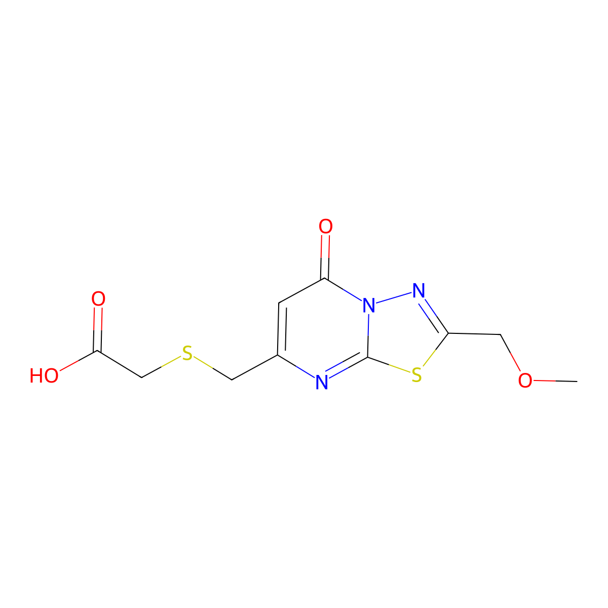 ({[2-(Methoxymethyl)-5-oxo-5H-[1,3,4]thiadiazolo[3,2-a]pyrimidin-7-yl]methyl}thio)acetic acid molecular structure, CAS 1239731-59-9