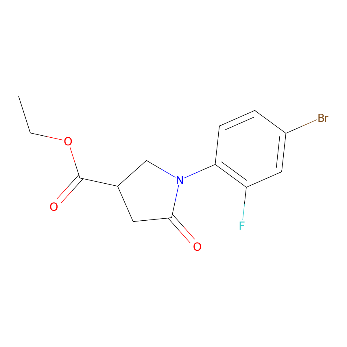 Ethyl 1-(4-bromo-2-fluorophenyl)-5-oxopyrrolidine-3-carboxylate molecular structure, CAS 1239731-93-1