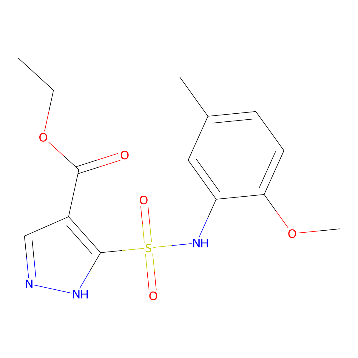 ethyl 5-[(2-methoxy-5-methylphenyl)sulfamoyl]-1H-pyrazole-4-carboxylate molecular structure, CAS 1239733-52-8