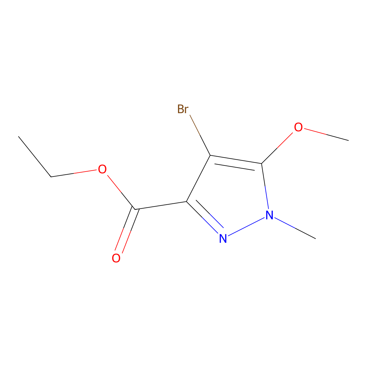 Ethyl 4-bromo-5-methoxy-1-methyl-1H-pyrazole-3-carboxylate molecular structure, CAS 1239734-54-3