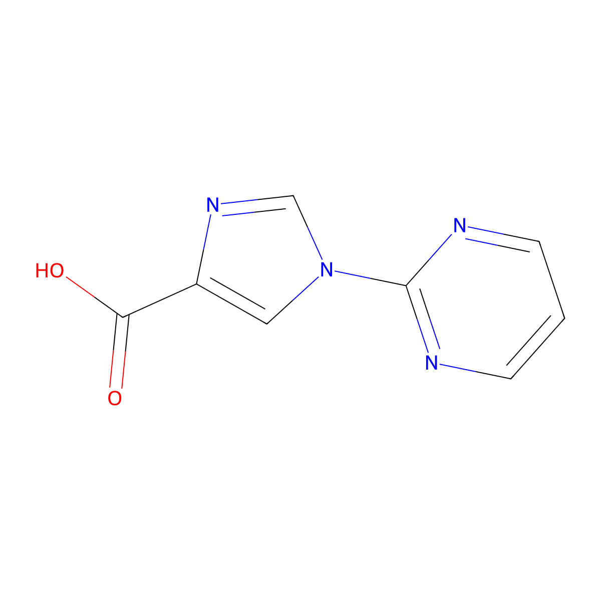 1-(pyrimidin-2-yl)-1H-imidazole-4-carboxylic acid molecular structure, CAS 1239735-33-1