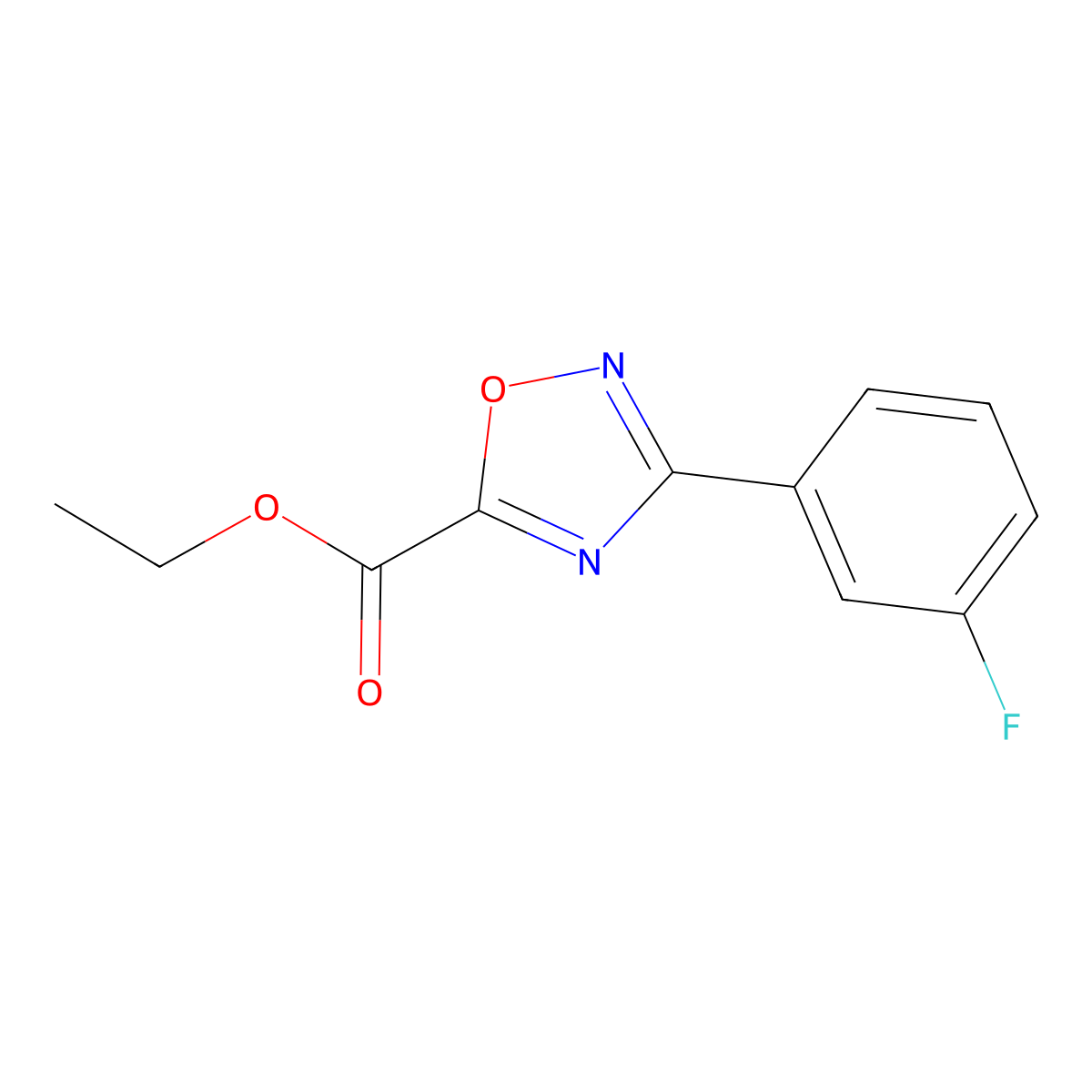 Ethyl 3-(3-fluorophenyl)-1,2,4-oxadiazole-5-carboxylate molecular structure, CAS 1239736-58-3