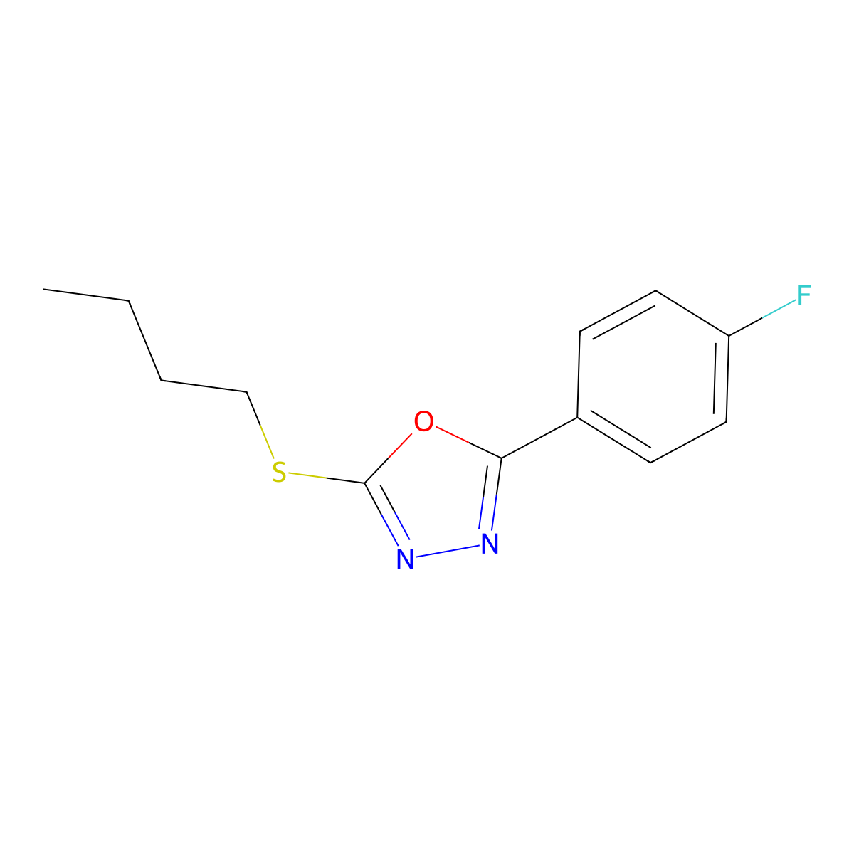 2-(Butylsulfanyl)-5-(4-fluorophenyl)-1,3,4-oxadiazole molecular structure, CAS 1239736-97-0