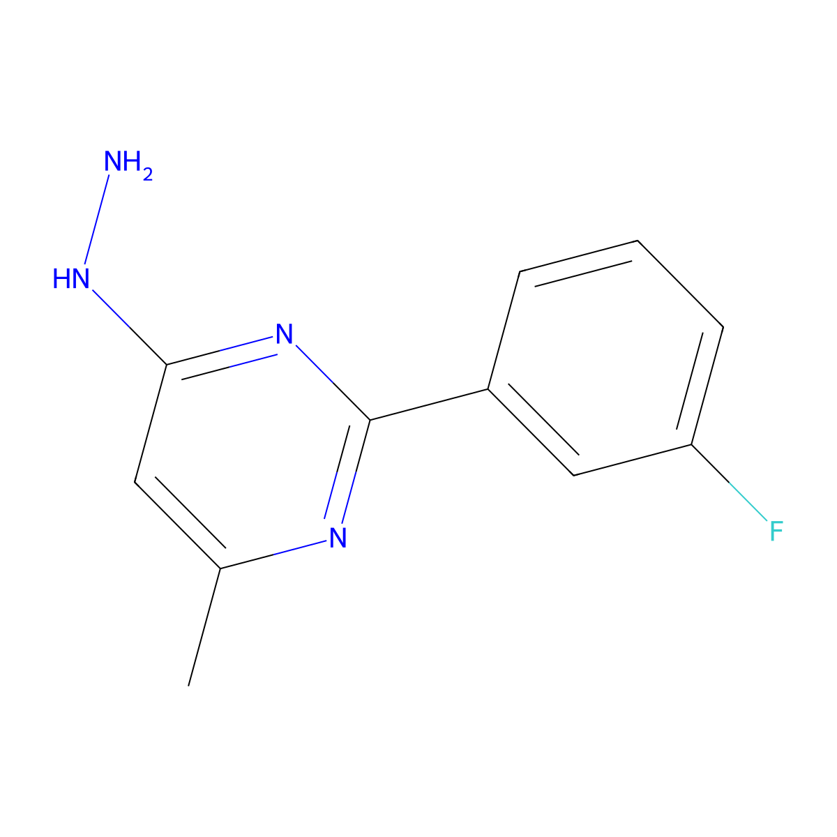 2-(3-Fluorophenyl)-4-hydrazinyl-6-methylpyrimidine molecular structure, CAS 1239741-38-8