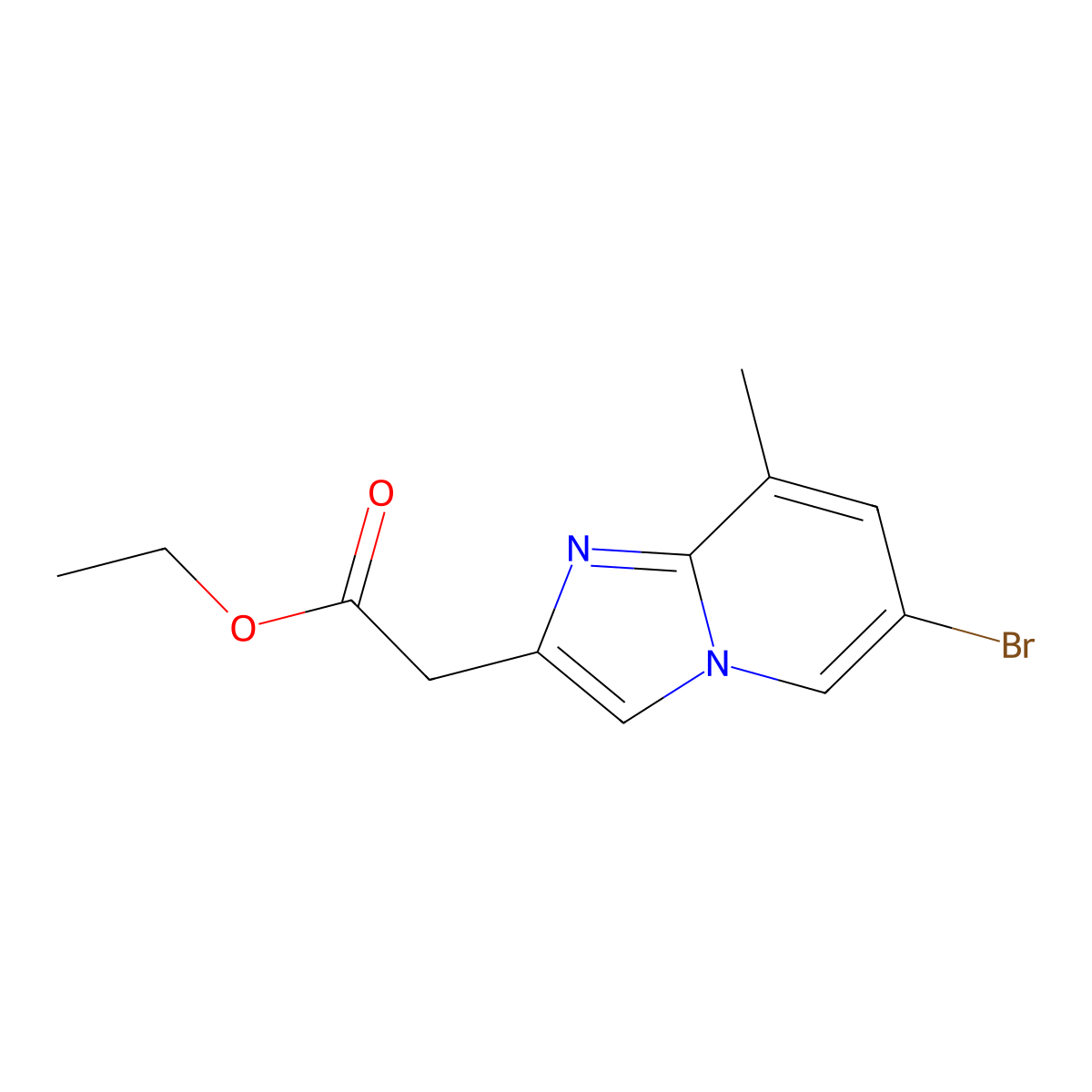 Ethyl 2-(6-bromo-8-methylimidazo[1,2-a]pyridin-2-yl)acetate molecular structure, CAS 1239741-70-8
