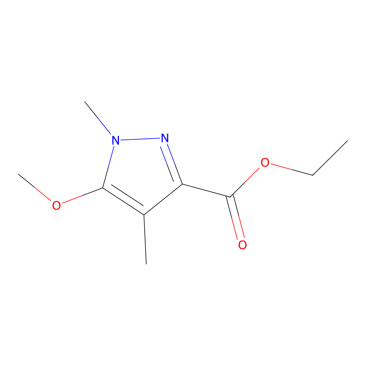 ethyl 5-methoxy-1,4-dimethyl-1H-pyrazole-3-carboxylate molecular structure, CAS 1239743-27-1