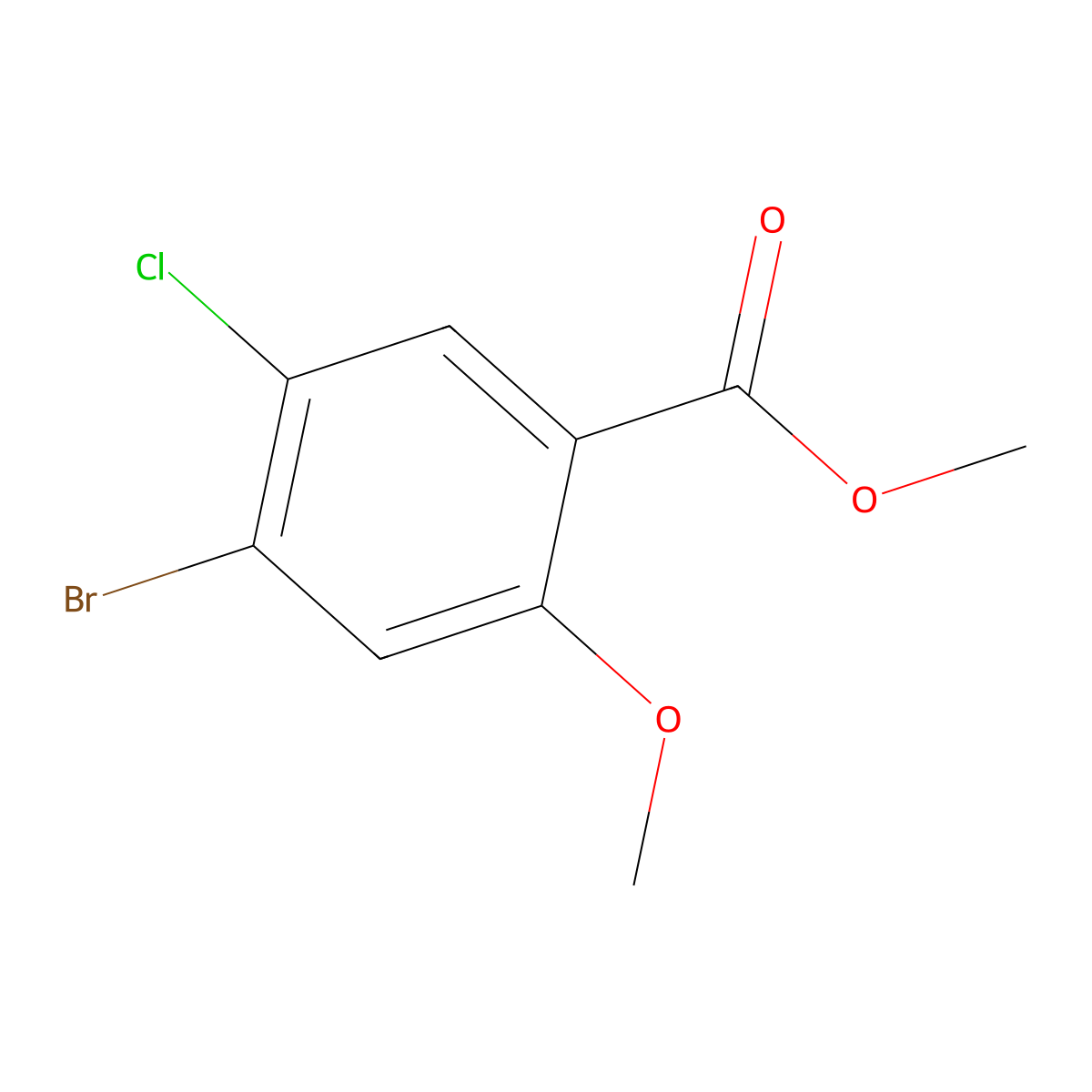 Methyl 4-bromo-5-chloro-2-methoxybenzoate molecular structure, CAS 1239743-42-0