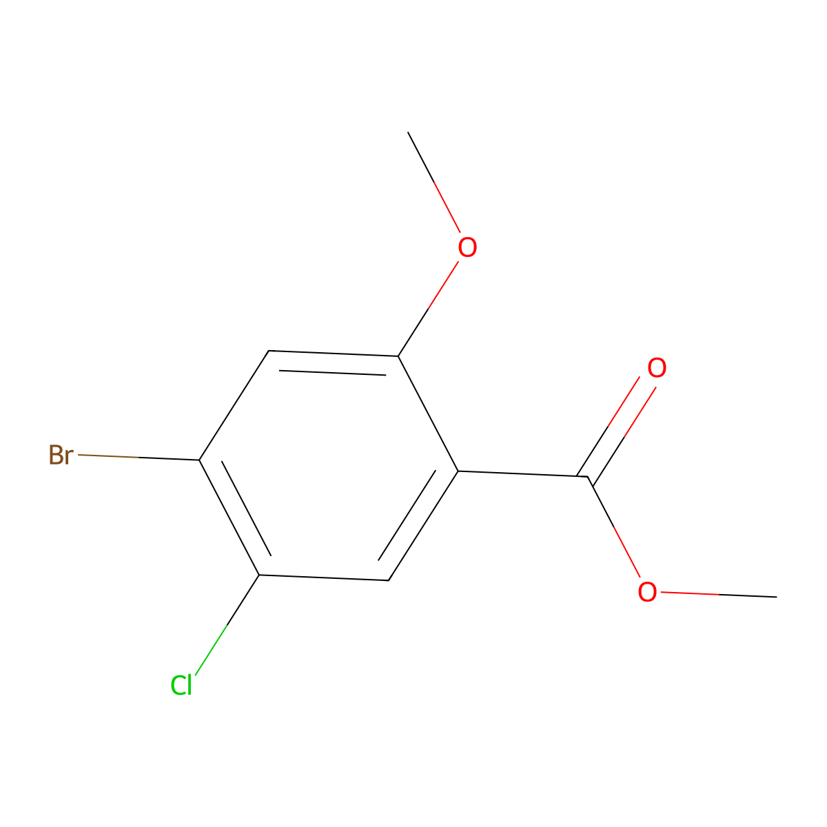 Methyl 4-bromo-5-chloro-2-methoxybenzoate molecular structure, CAS 1239743-42-0