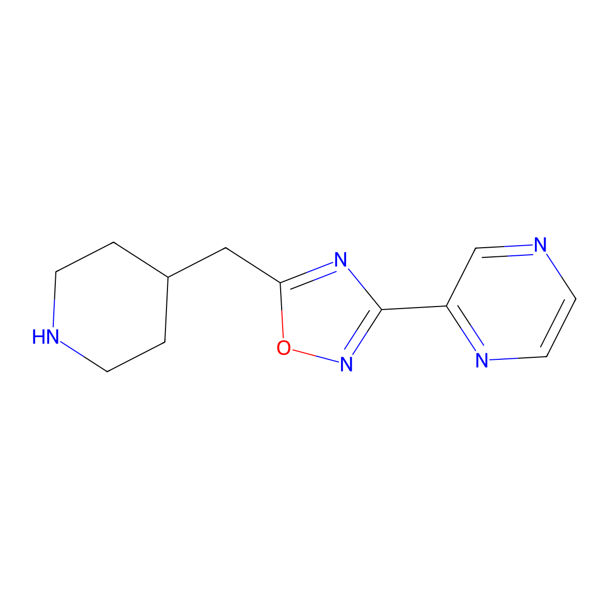 2-[5-(Piperidin-4-ylmethyl)-1,2,4-oxadiazol-3-yl]pyrazine molecular structure, CAS 1239743-56-6