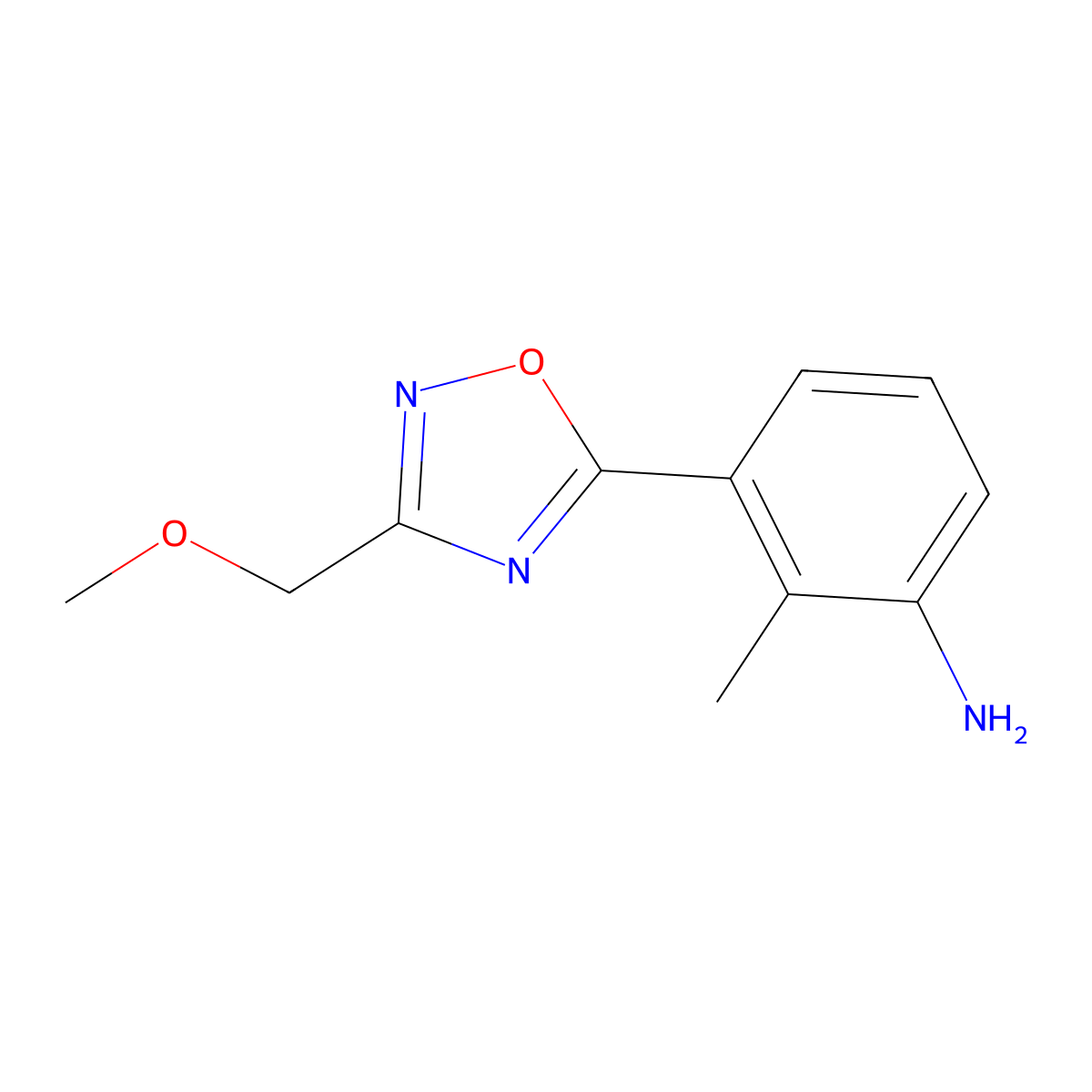 3-[3-(Methoxymethyl)-1,2,4-oxadiazol-5-yl]-2-methylaniline molecular structure, CAS 1239746-62-3