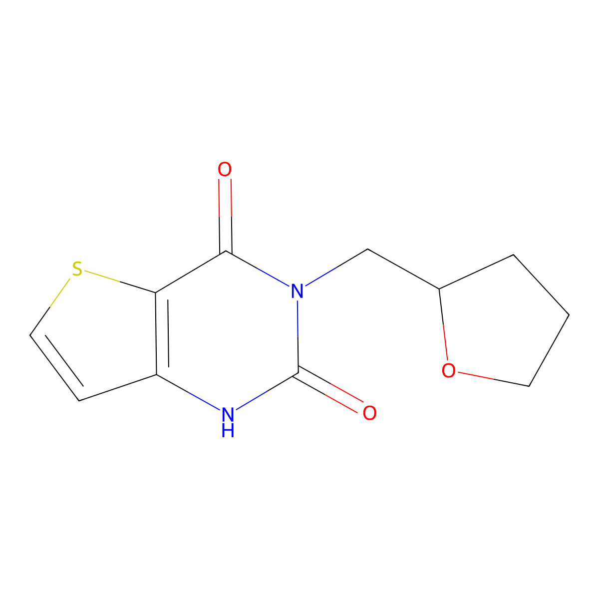 3-[(oxolan-2-yl)methyl]-1H,2H,3H,4H-thieno[3,2-d]pyrimidine-2,4-dione molecular structure, CAS 1239747-61-5