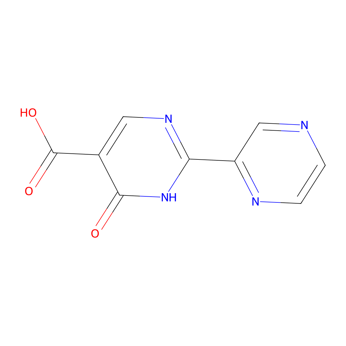 6-Oxo-2-(pyrazin-2-yl)-1,6-dihydropyrimidine-5-carboxylic acid molecular structure, CAS 1239747-64-8