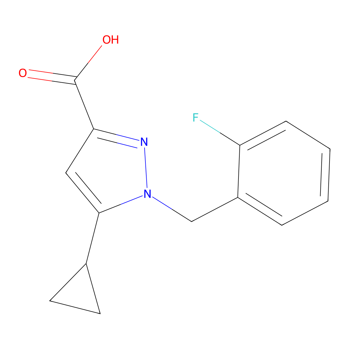 5-Cyclopropyl-1-(2-fluorobenzyl)-1H-pyrazole-3-carboxylic acid molecular structure, CAS 1239747-90-0