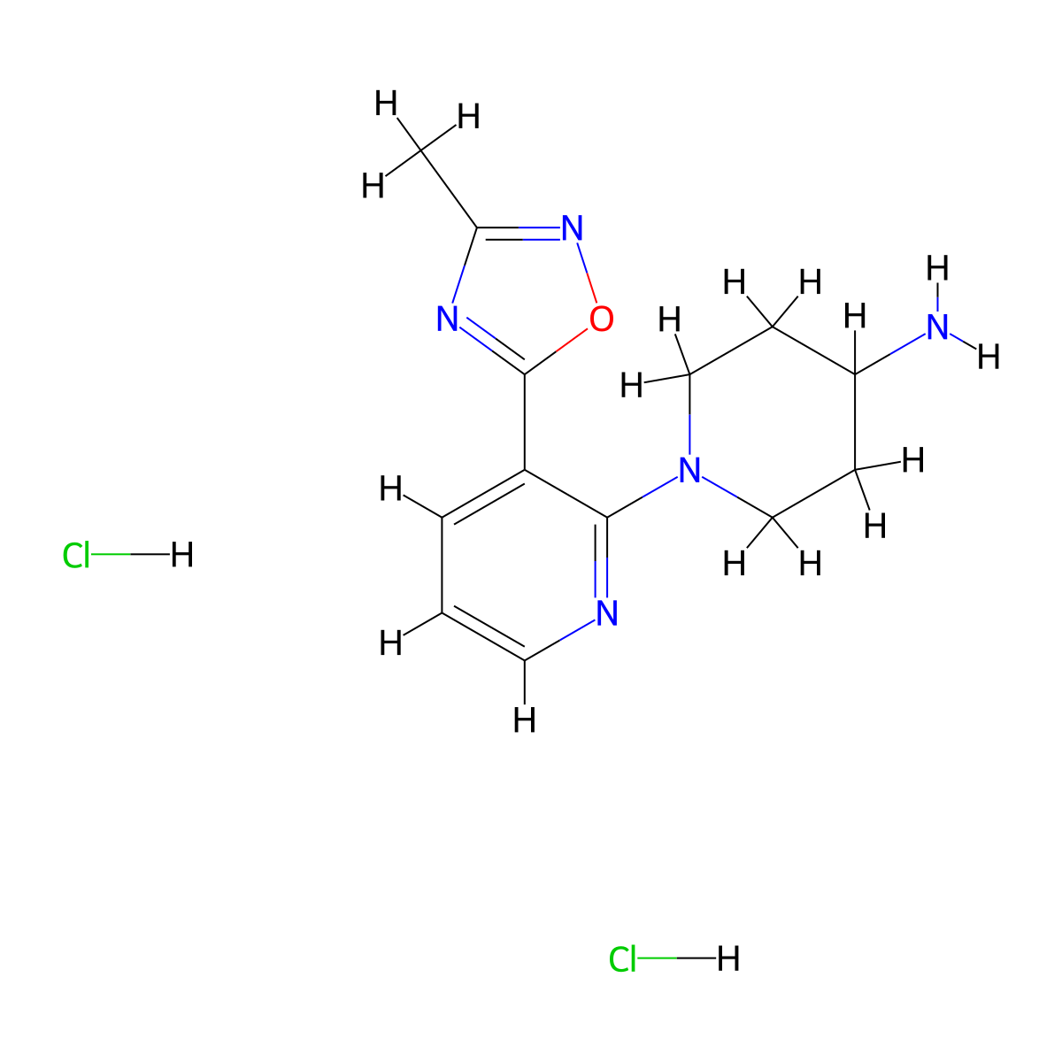1-[3-(3-Methyl-1,2,4-oxadiazol-5-yl)pyridin-2-yl]piperidin-4-amine dihydrochloride molecular structure, CAS 1239748-54-9