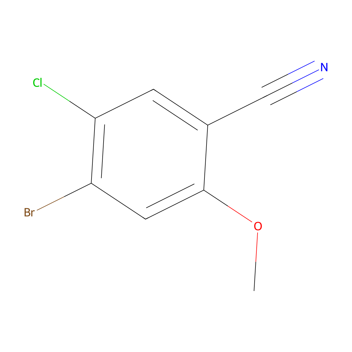 4-Bromo-5-chloro-2-methoxybenzonitrile molecular structure, CAS 1239748-74-3