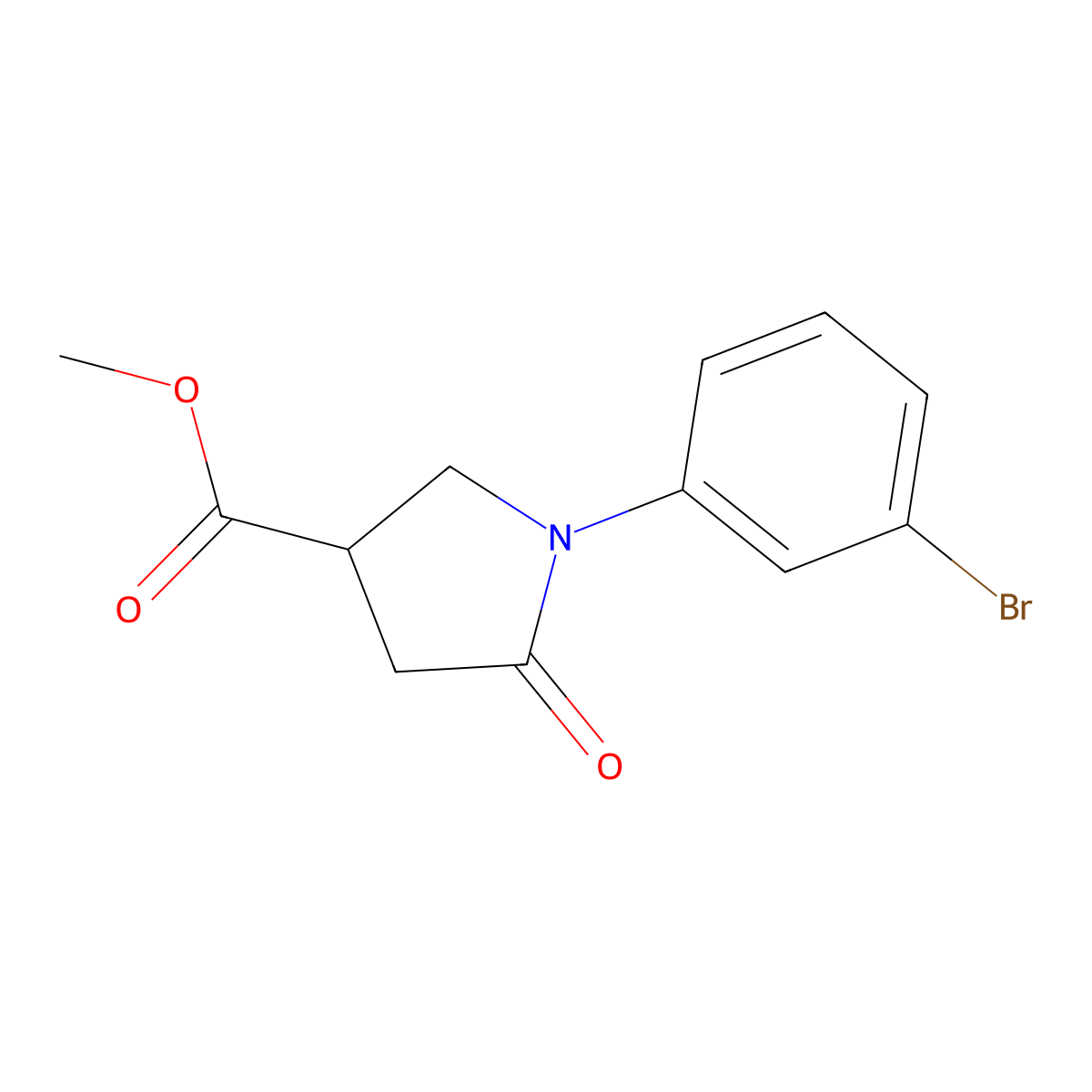 Methyl 1-(3-bromophenyl)-5-oxopyrrolidine-3-carboxylate molecular structure, CAS 1239750-06-1