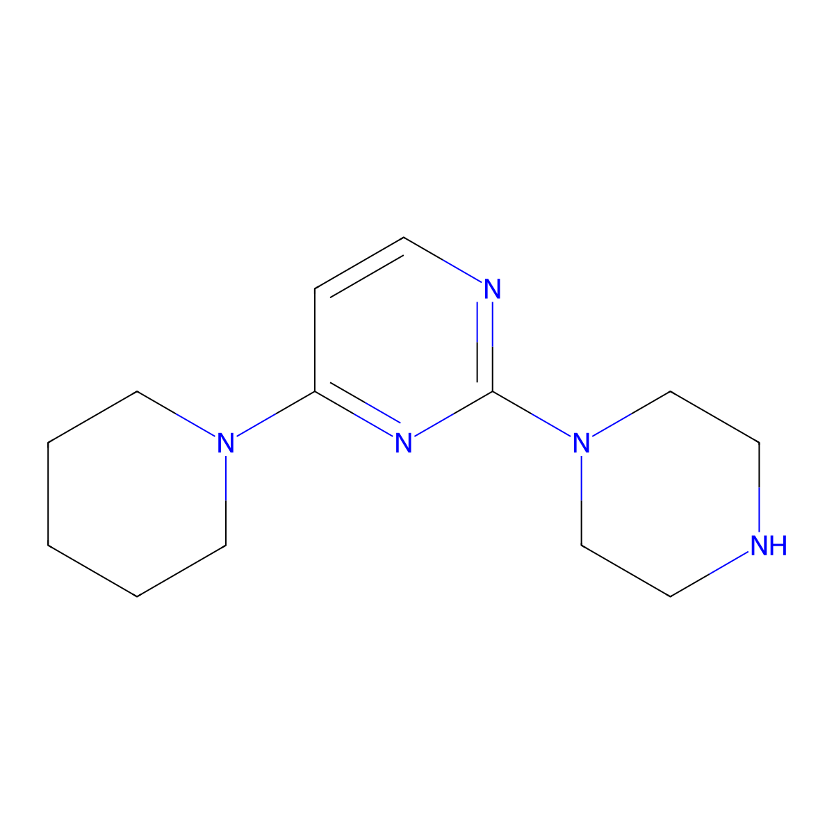 2-(Piperazin-1-yl)-4-(piperidin-1-yl)pyrimidine molecular structure, CAS 1239750-26-5