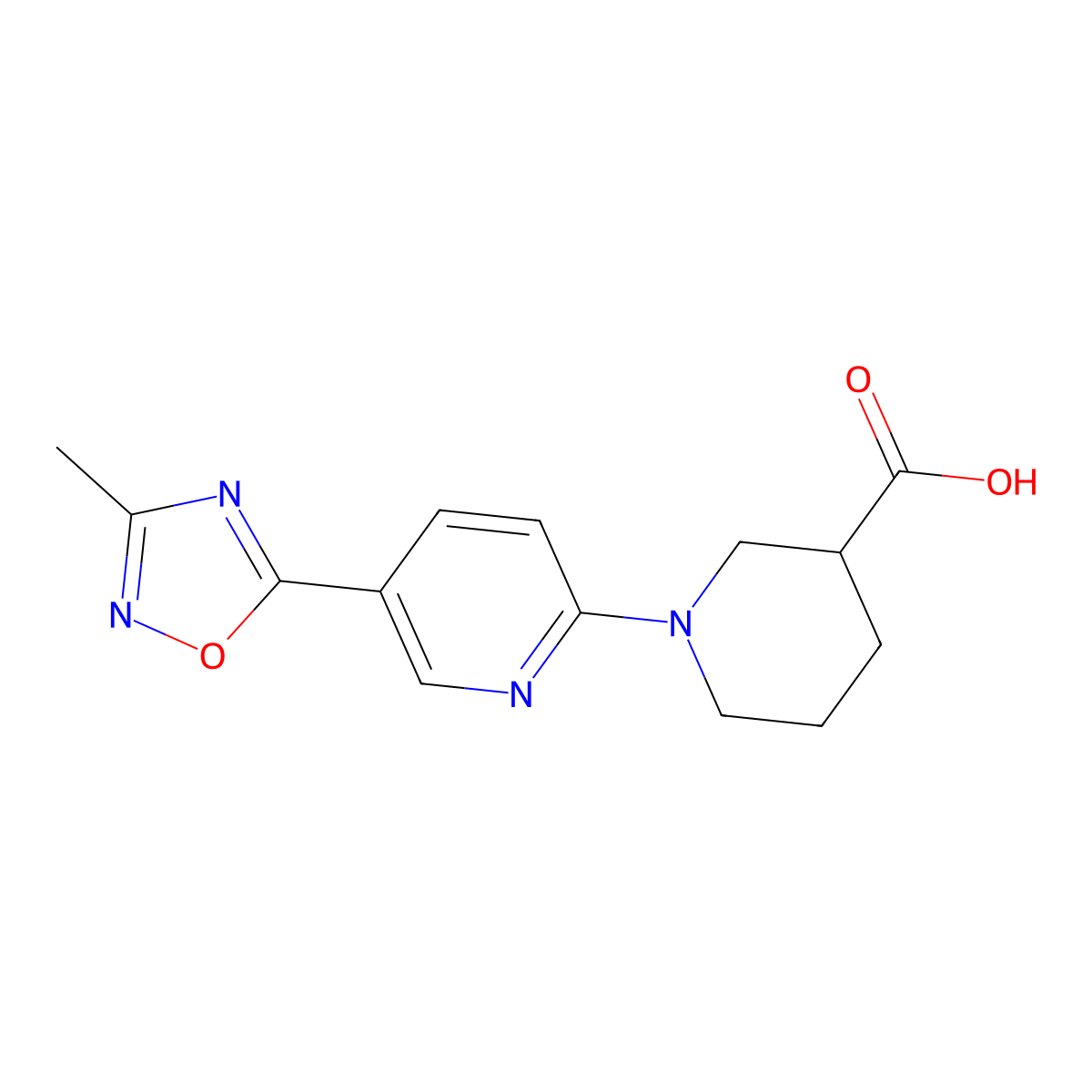 1-[5-(3-Methyl-1,2,4-oxadiazol-5-yl)pyridin-2-yl]piperidine-3-carboxylic acid molecular structure, CAS 1239751-32-6