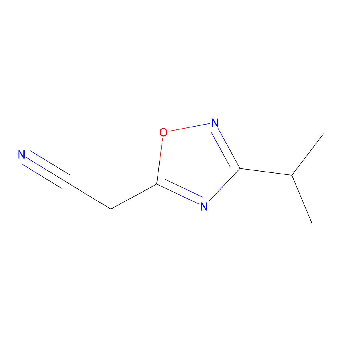 2-(3-(Propan-2-yl)-1,2,4-oxadiazol-5-yl)acetonitrile molecular structure, CAS 1239752-36-3