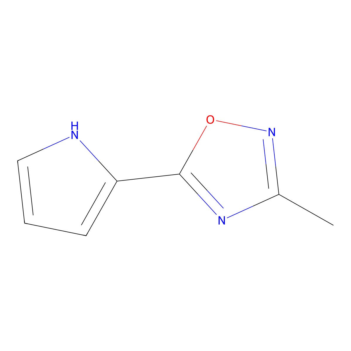 3-methyl-5-(1H-pyrrol-2-yl)-1,2,4-oxadiazole molecular structure, CAS 1239752-45-4