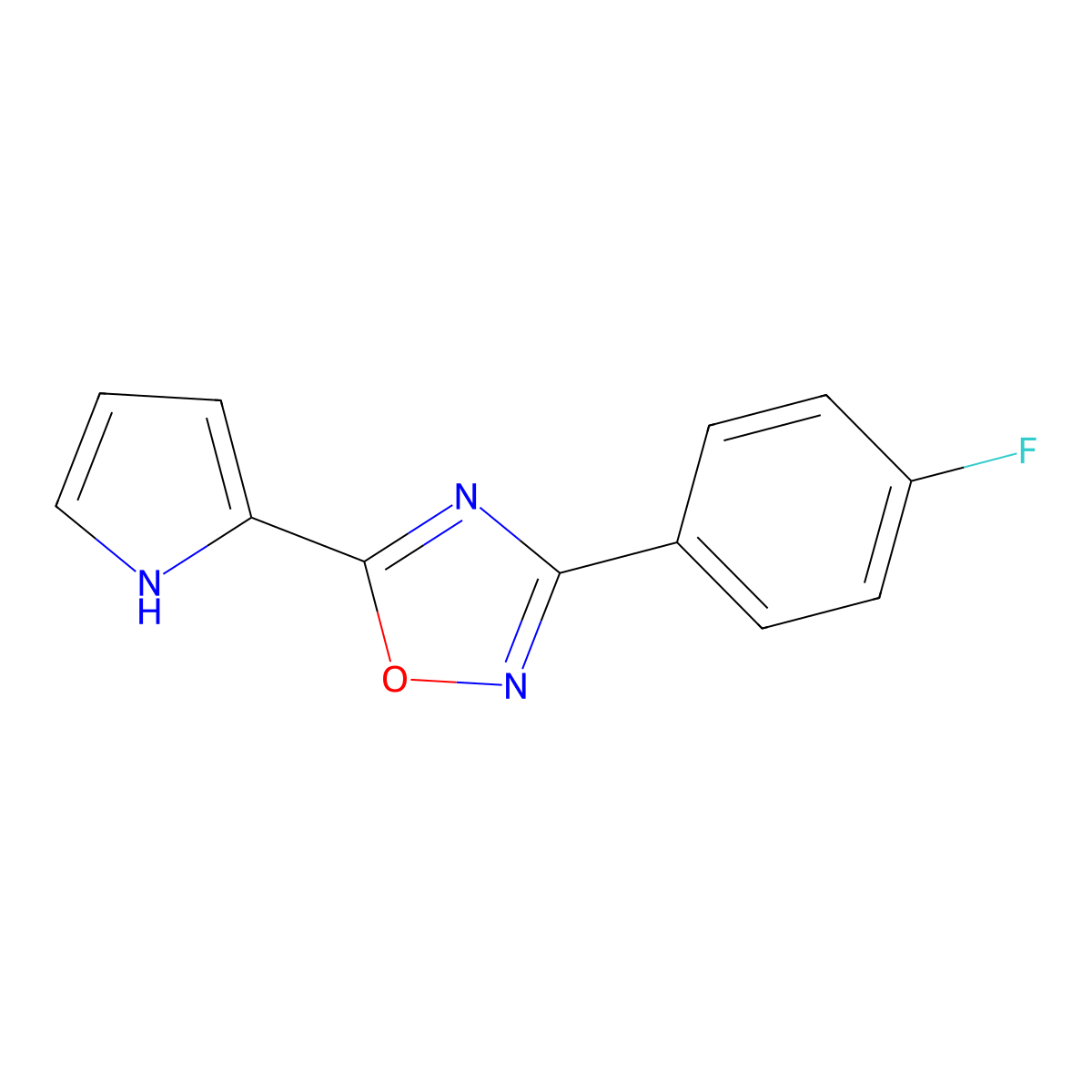 3-(4-fluorophenyl)-5-(1H-pyrrol-2-yl)-1,2,4-oxadiazole molecular structure, CAS 1239752-54-5