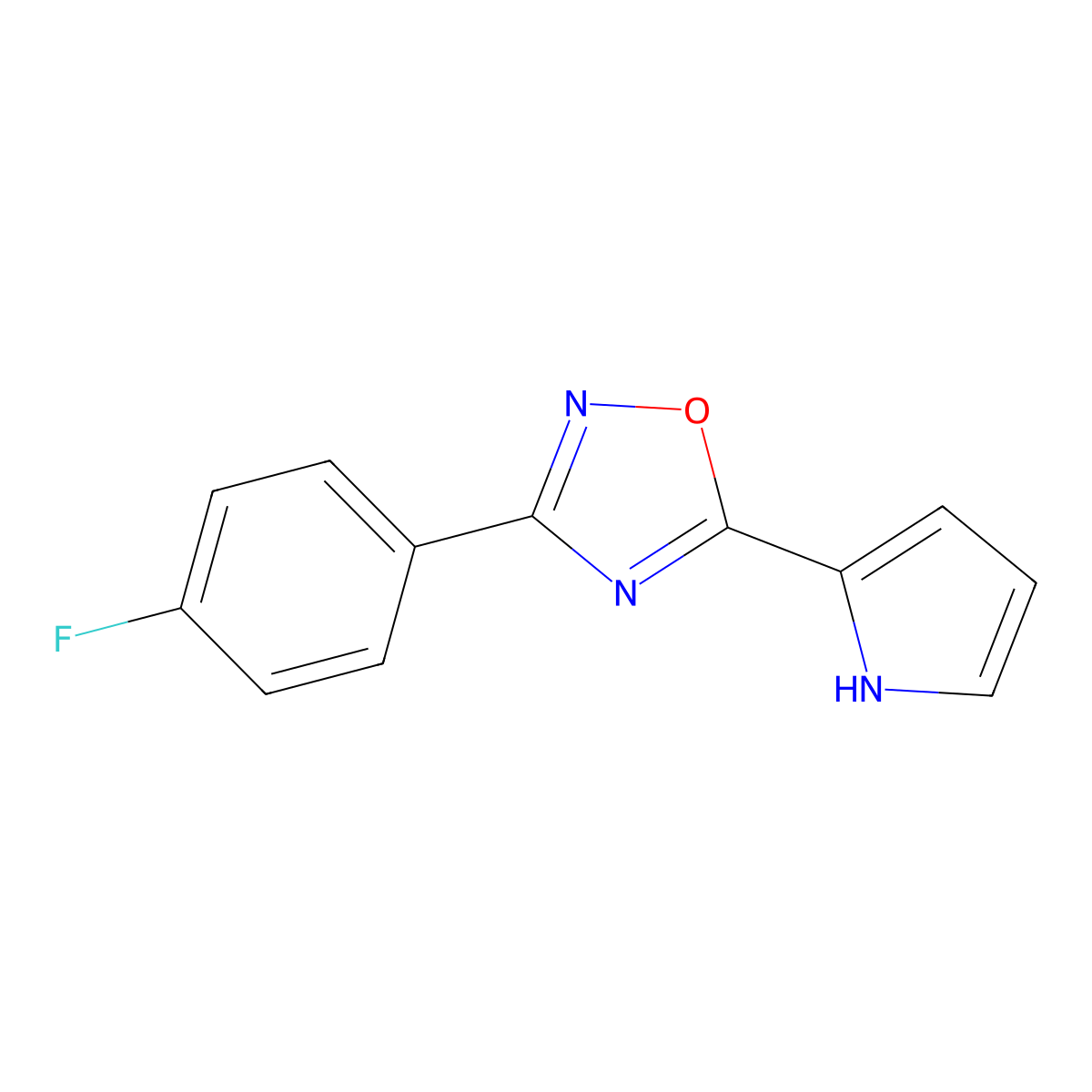 3-(4-fluorophenyl)-5-(1H-pyrrol-2-yl)-1,2,4-oxadiazole molecular structure, CAS 1239752-54-5