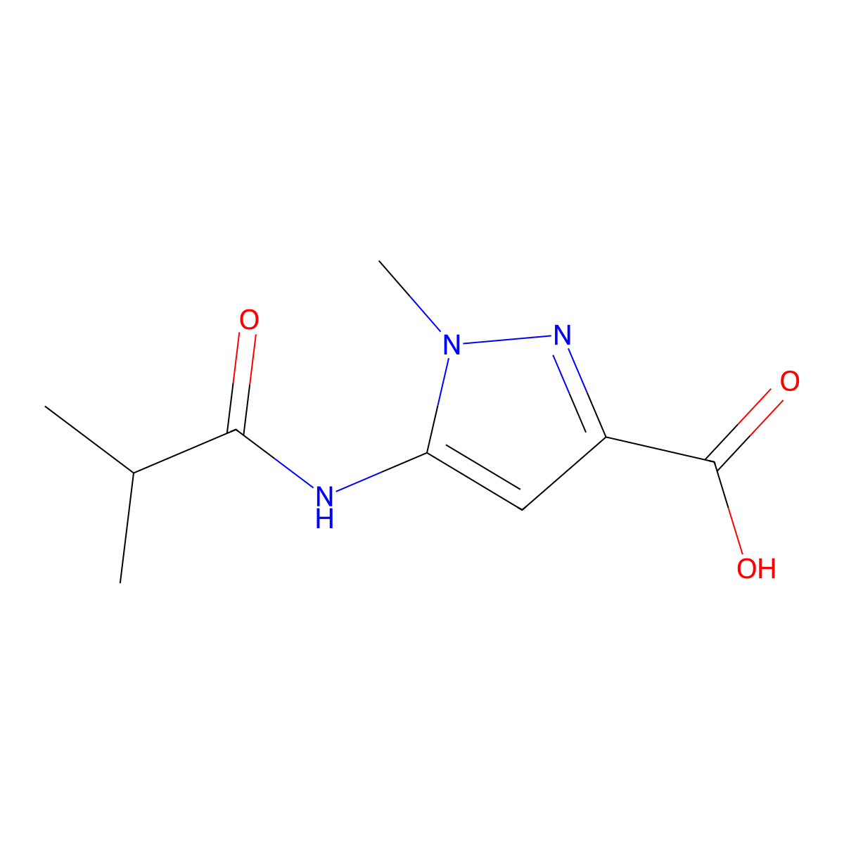 5-Isobutyramido-1-methyl-1H-pyrazole-3-carboxylic acid molecular structure, CAS 1239753-88-8