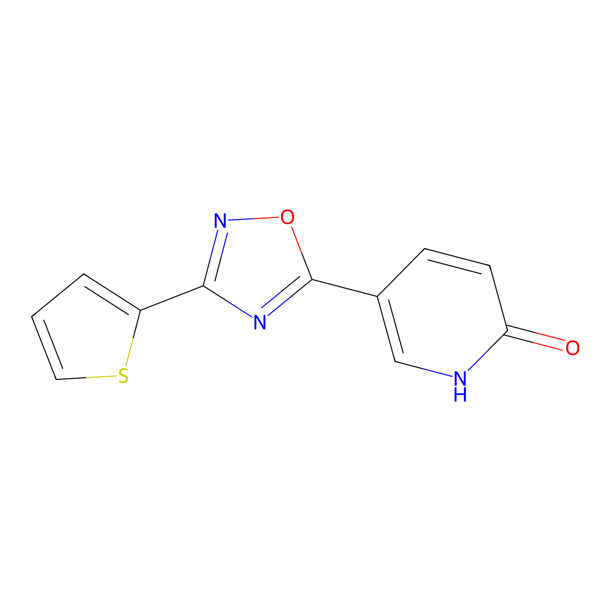 5-[3-(Thiophen-2-yl)-1,2,4-oxadiazol-5-yl]pyridin-2(1H)-one molecular structure, CAS 1239755-23-7
