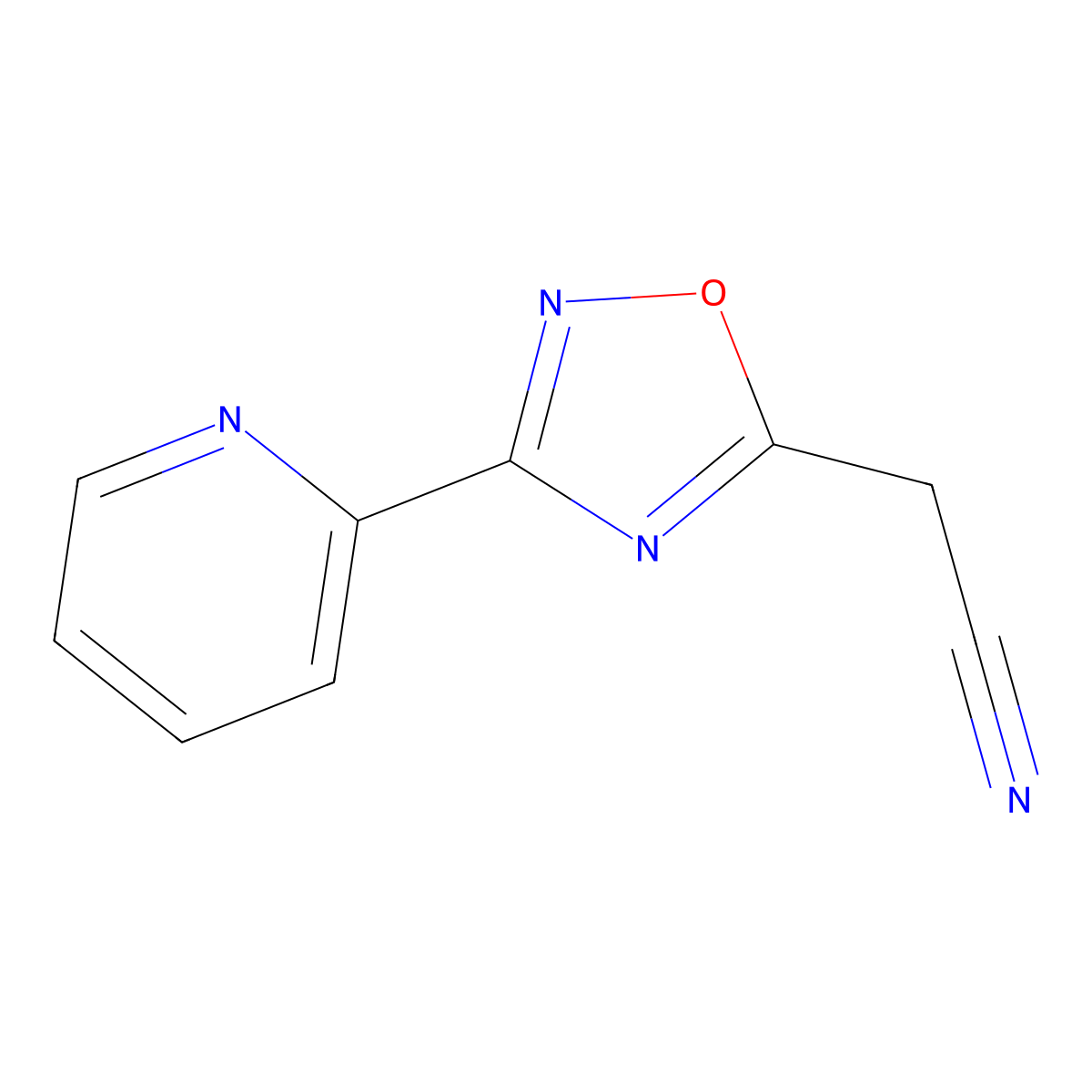 (3-Pyridin-2-yl-1,2,4-oxadiazol-5-yl)acetonitrile molecular structure, CAS 1239757-12-0