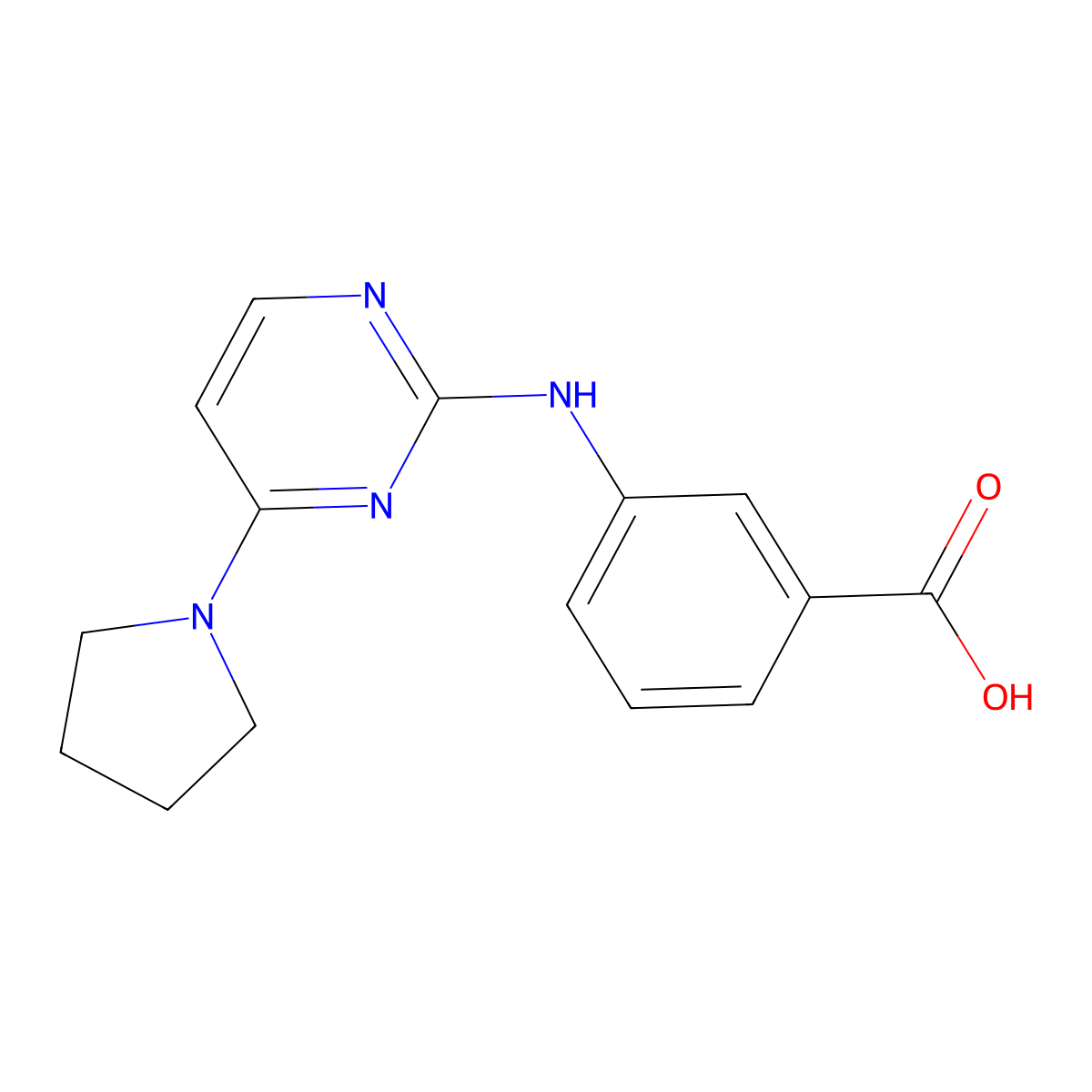 3-((4-(Pyrrolidin-1-yl)pyrimidin-2-yl)amino)benzoic acid molecular structure, CAS 1239757-39-1