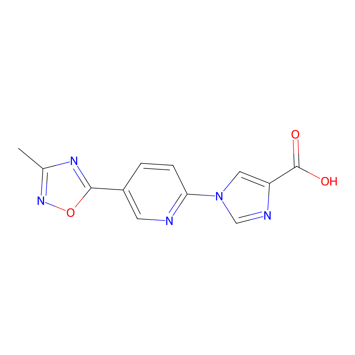 1-[5-(3-methyl-1,2,4-oxadiazol-5-yl)pyridin-2-yl]-1H-imidazole-4-carboxylic acid molecular structure, CAS 1239757-48-2