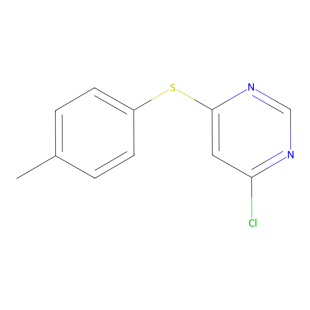 4-Chloro-6-p-tolylsulfanyl-pyrimidine molecular structure, CAS 1239758-79-2