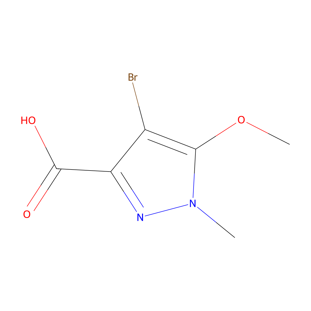 4-bromo-5-methoxy-1-methyl-1H-pyrazole-3-carboxylic acid molecular structure, CAS 1239758-99-6