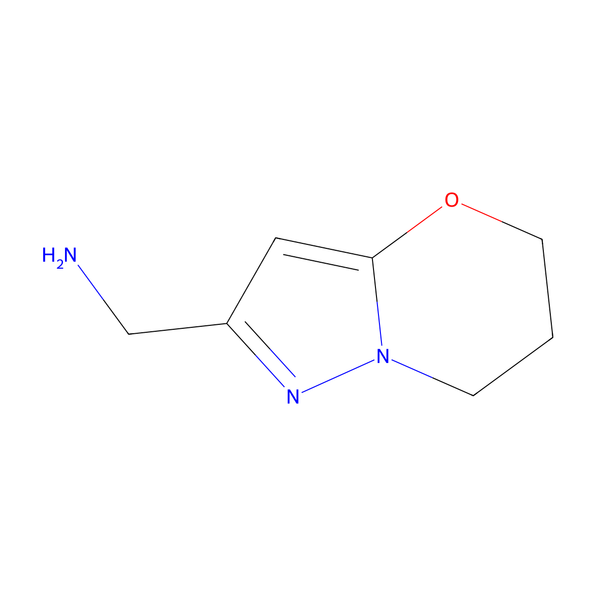 (6,7-dihydro-5H-pyrazolo[5,1-b][1,3]oxazin-2-yl)methanamine molecular structure, CAS 1239759-07-9