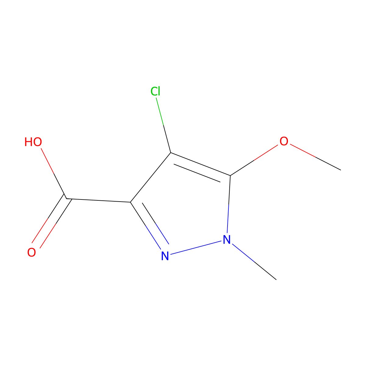 4-Chloro-5-methoxy-1-methyl-1H-pyrazole-3-carboxylic acid molecular structure, CAS 1239759-59-1