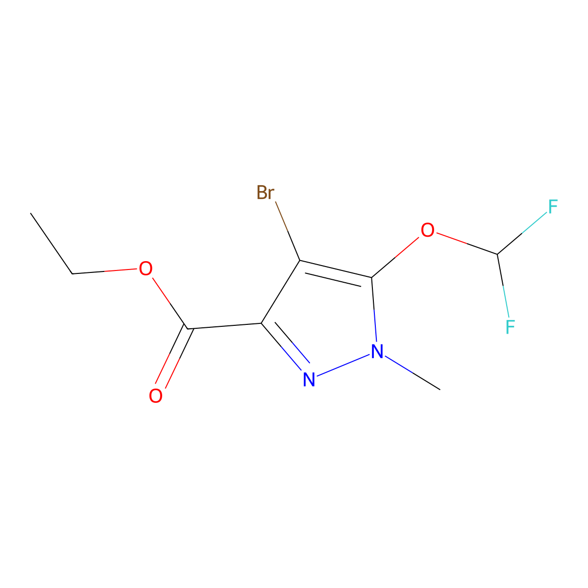 Ethyl 4-bromo-5-(difluoromethoxy)-1-methyl-1H-pyrazole-3-carboxylate molecular structure, CAS 1239759-63-7
