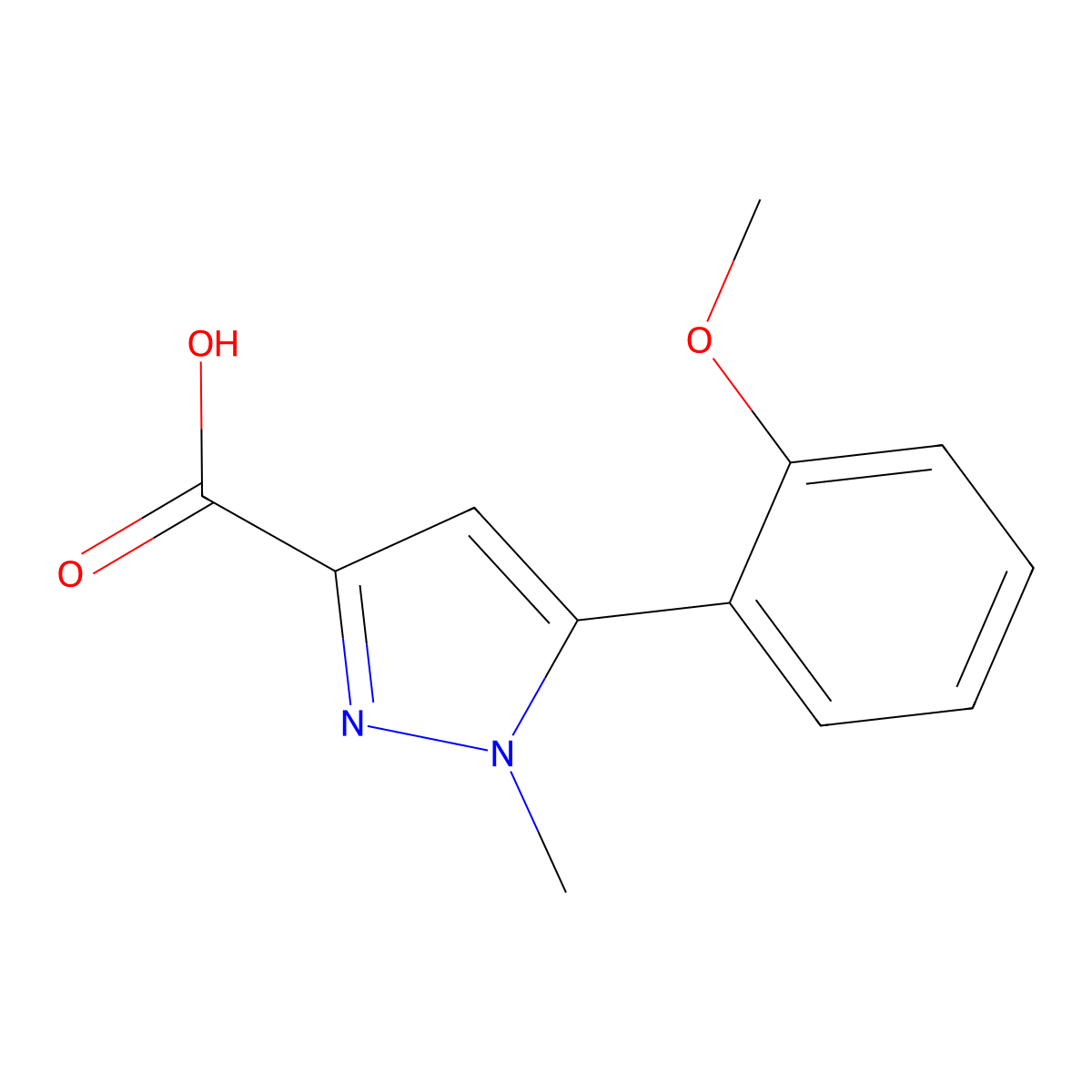 5-(2-Methoxyphenyl)-1-methyl-1H-pyrazole-3-carboxylic acid molecular structure, CAS 1239759-74-0