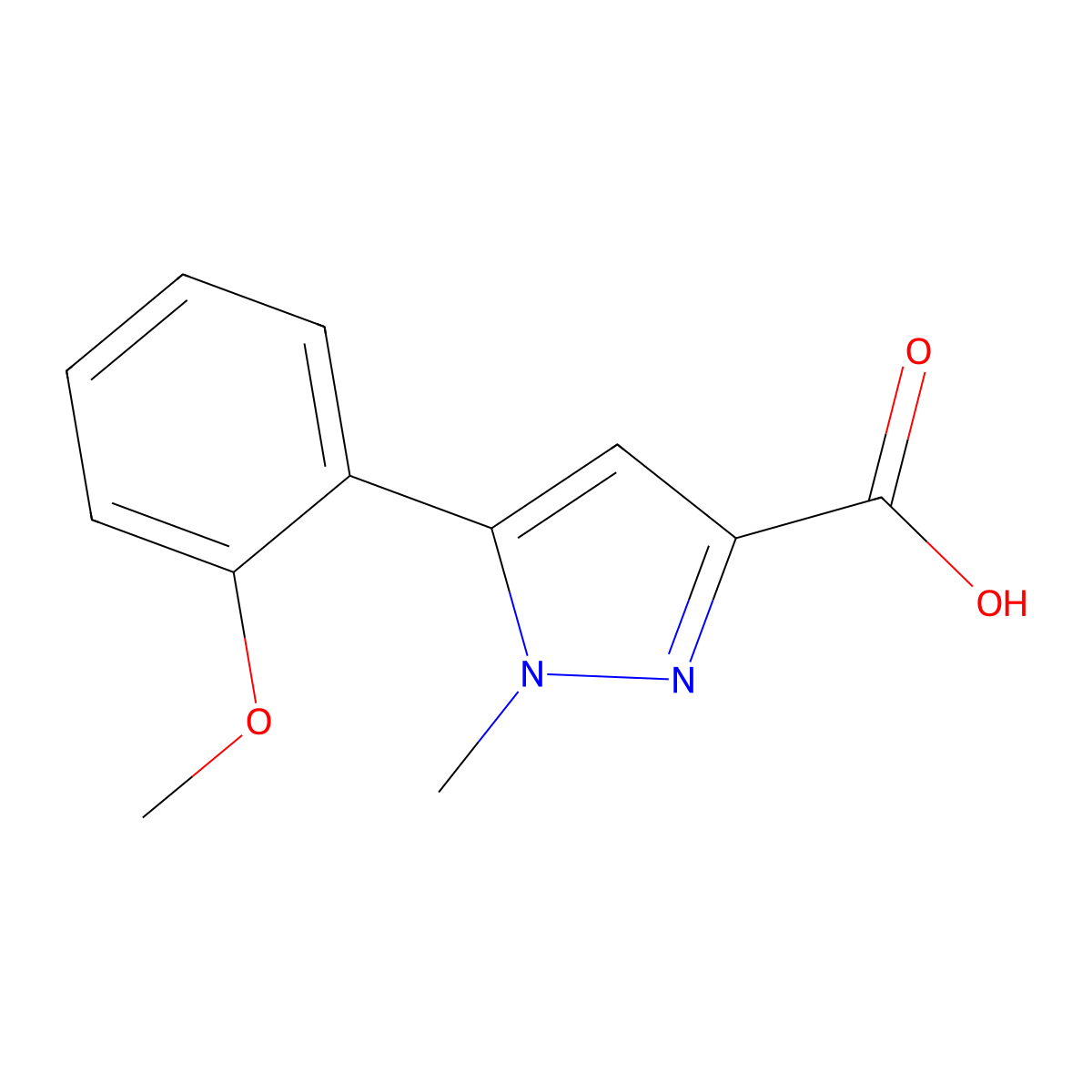 5-(2-Methoxyphenyl)-1-methyl-1H-pyrazole-3-carboxylic acid molecular structure, CAS 1239759-74-0