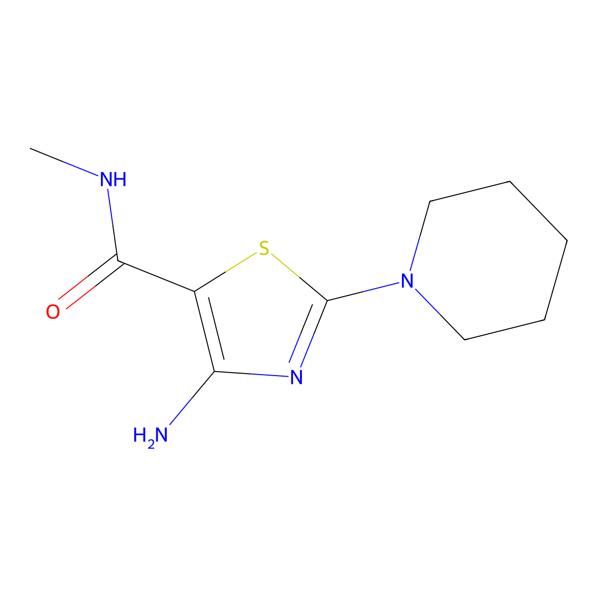 4-amino-N-methyl-2-(piperidin-1-yl)-1,3-thiazole-5-carboxamide molecular structure, CAS 1239762-80-1