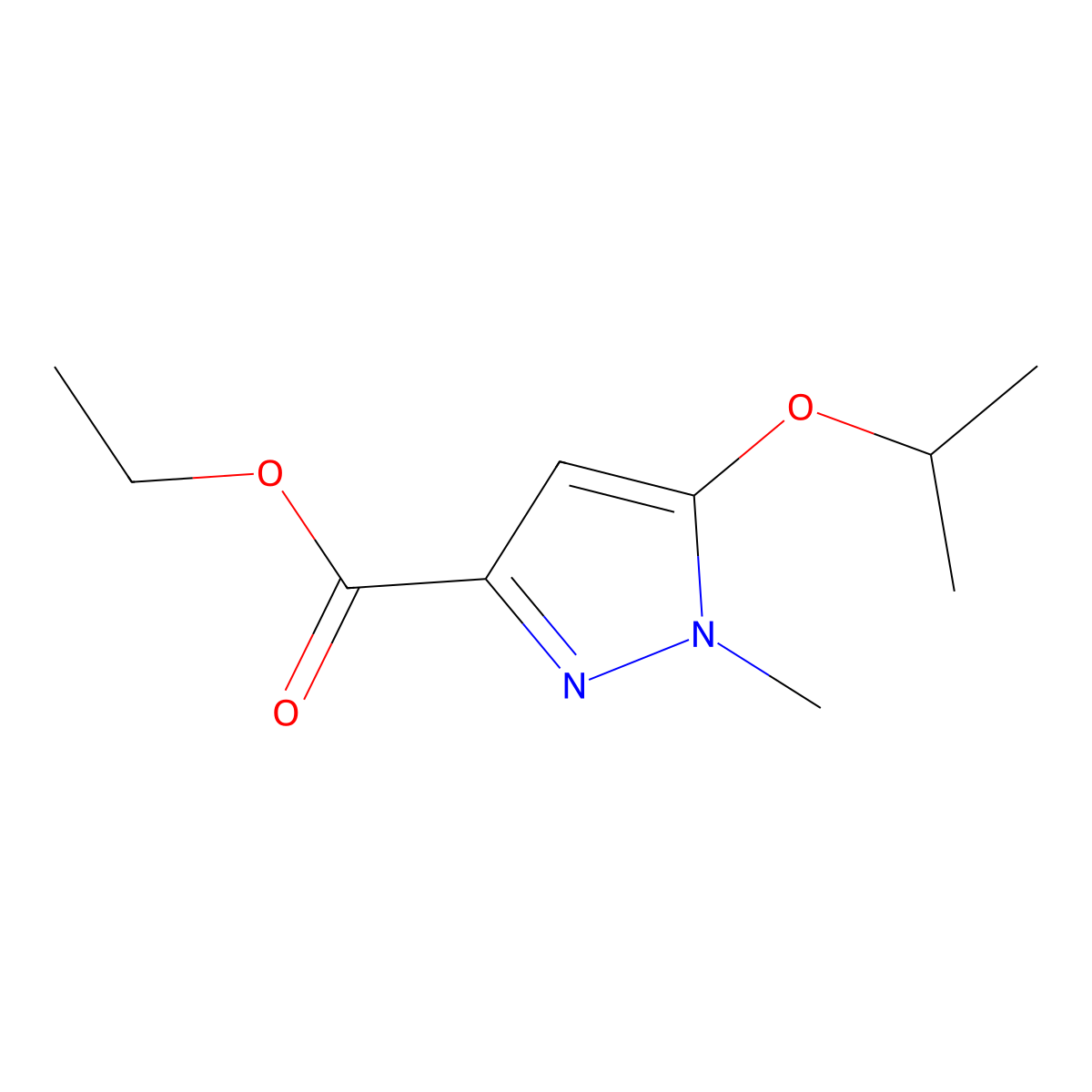 Ethyl 5-isopropoxy-1-methyl-1H-pyrazole-3-carboxylate molecular structure, CAS 1239763-53-1
