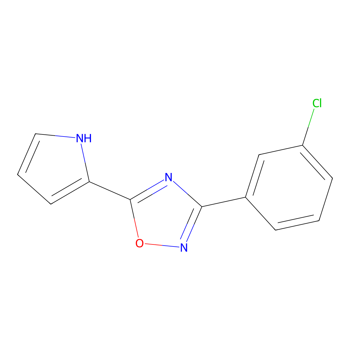 3-(3-chlorophenyl)-5-(1H-pyrrol-2-yl)-1,2,4-oxadiazole molecular structure, CAS 1239764-47-6