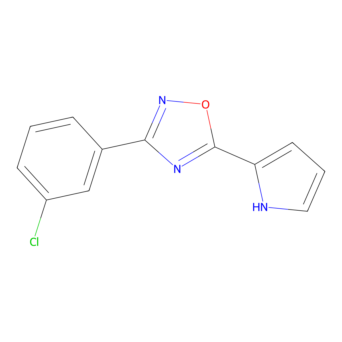 3-(3-chlorophenyl)-5-(1H-pyrrol-2-yl)-1,2,4-oxadiazole molecular structure, CAS 1239764-47-6