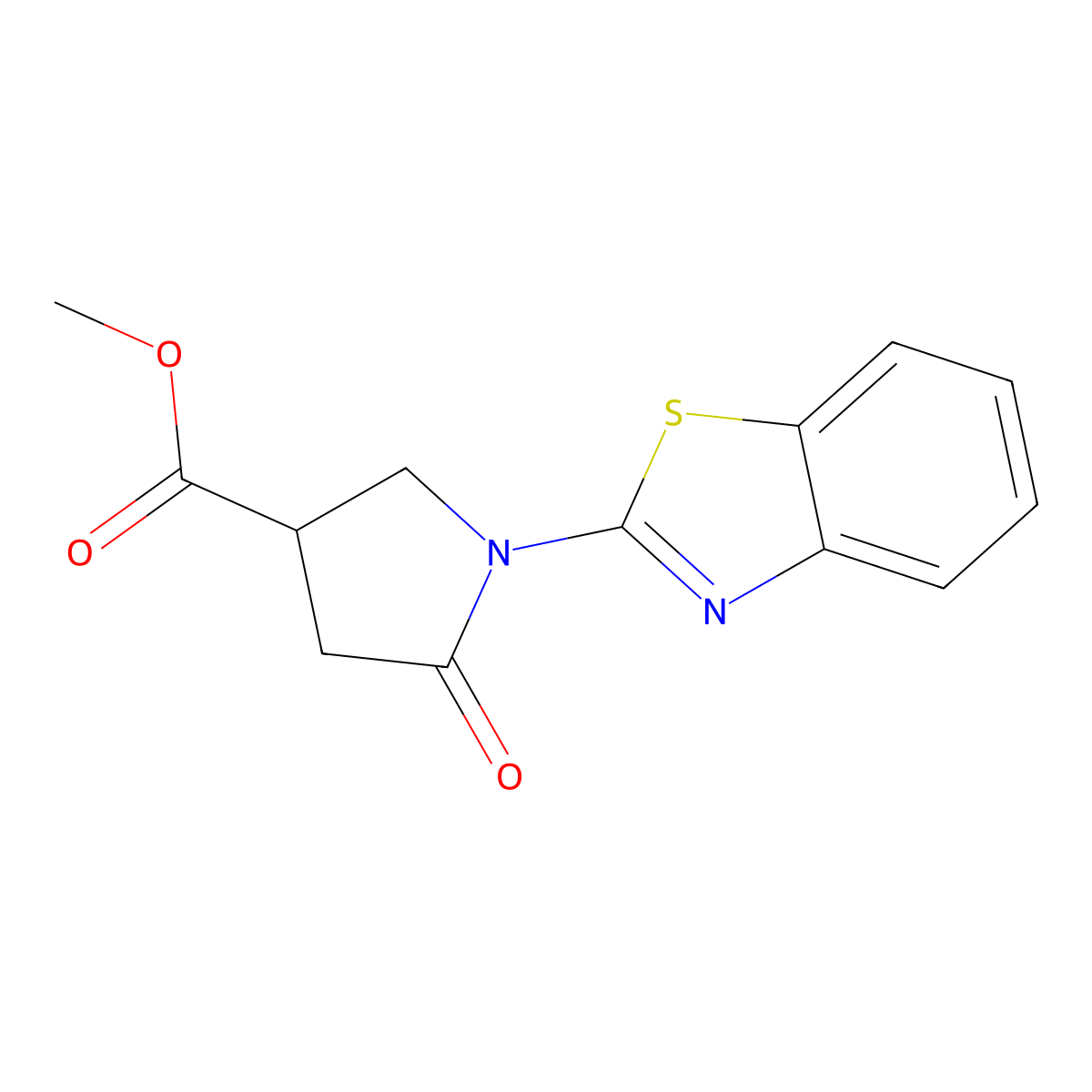 Methyl 1-(1,3-benzothiazol-2-yl)-5-oxopyrrolidine-3-carboxylate molecular structure, CAS 1239764-72-7