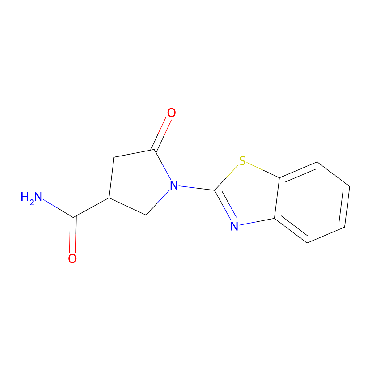 1-(1,3-Benzothiazol-2-yl)-5-oxopyrrolidine-3-carboxamide molecular structure, CAS 1239764-78-3