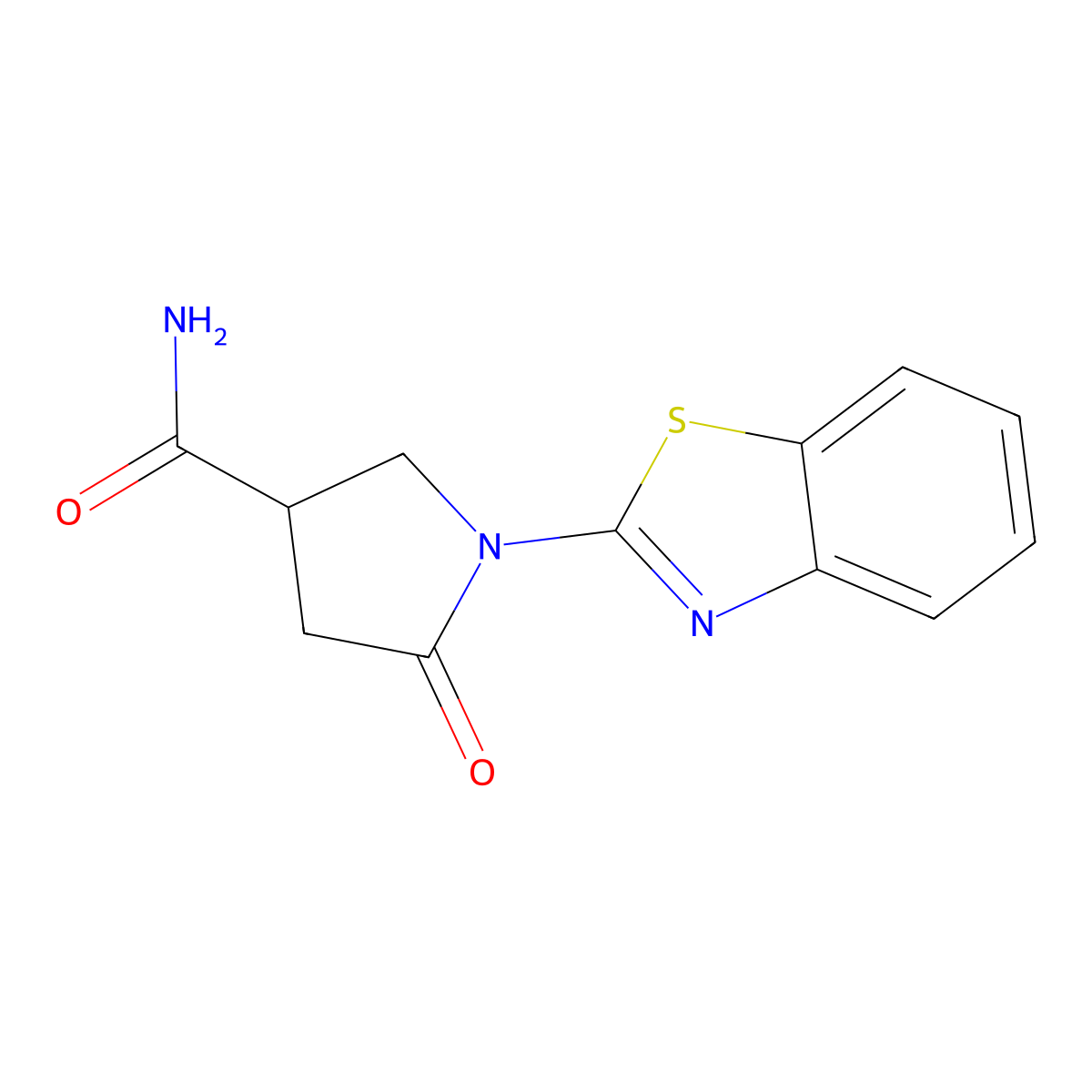 1-(1,3-Benzothiazol-2-yl)-5-oxopyrrolidine-3-carboxamide molecular structure, CAS 1239764-78-3